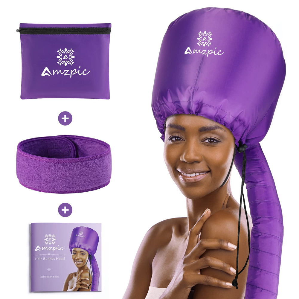 Amzpic bonnet hood hair dryer attachment in purple, full view for convenient at-home drying.