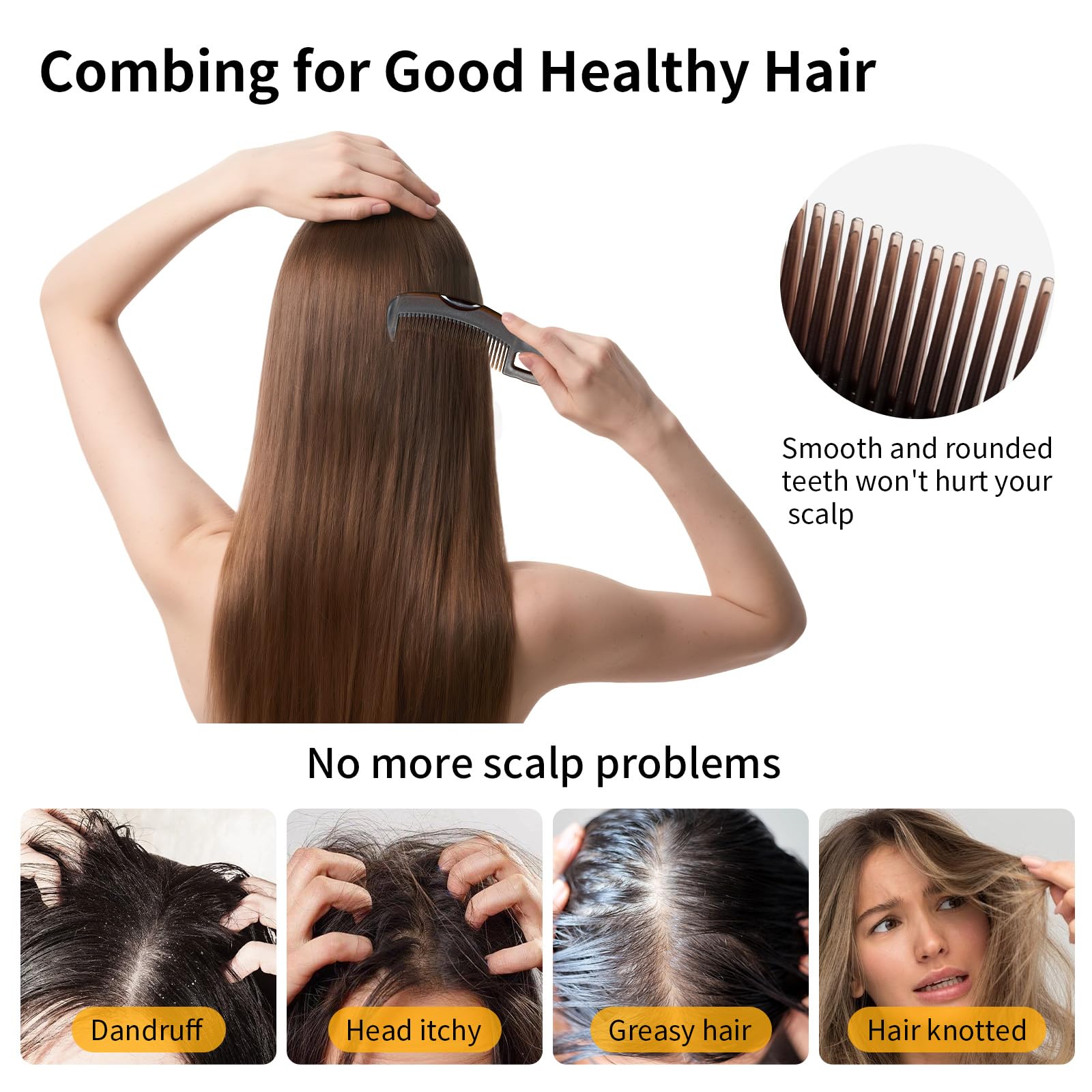 AMZWISH Stainless Steel Fine-Tooth Comb for precise flake removal and durability.