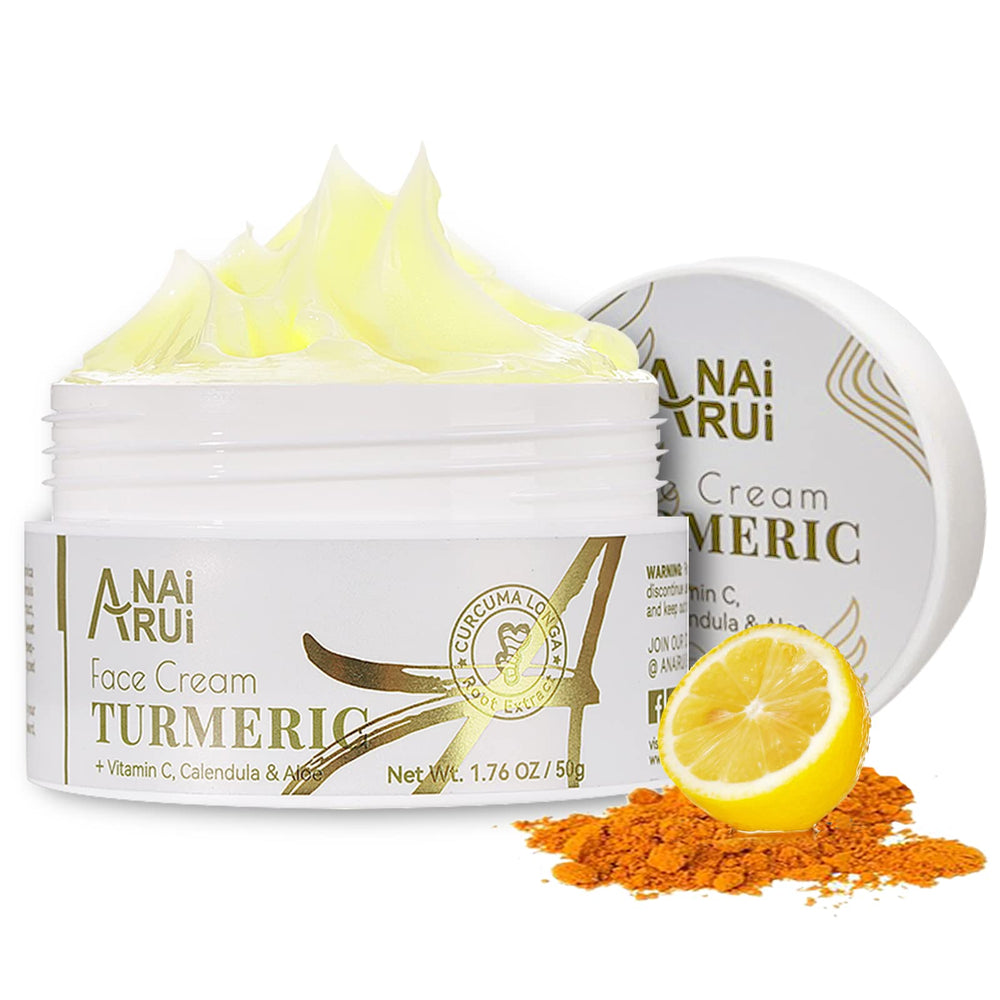 ANAI RUI crema facial cúrcuma envase, hidratación diaria para piel radiante
