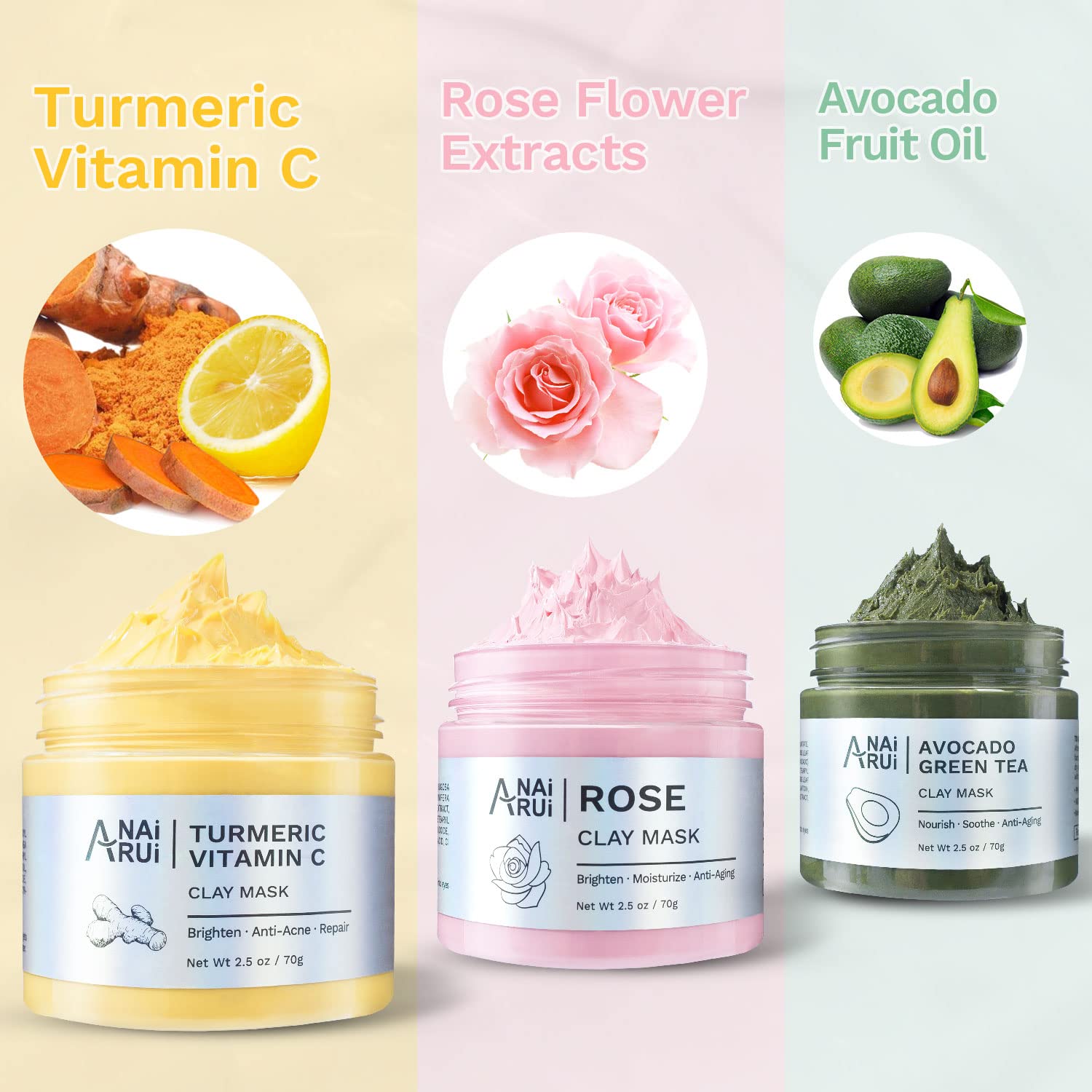 ANAI RUI Rose clay mask with hydration and smoothness benefits.