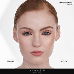 Brillo sutil que realza rasgos con el gel tintado caoba de Anastasia.