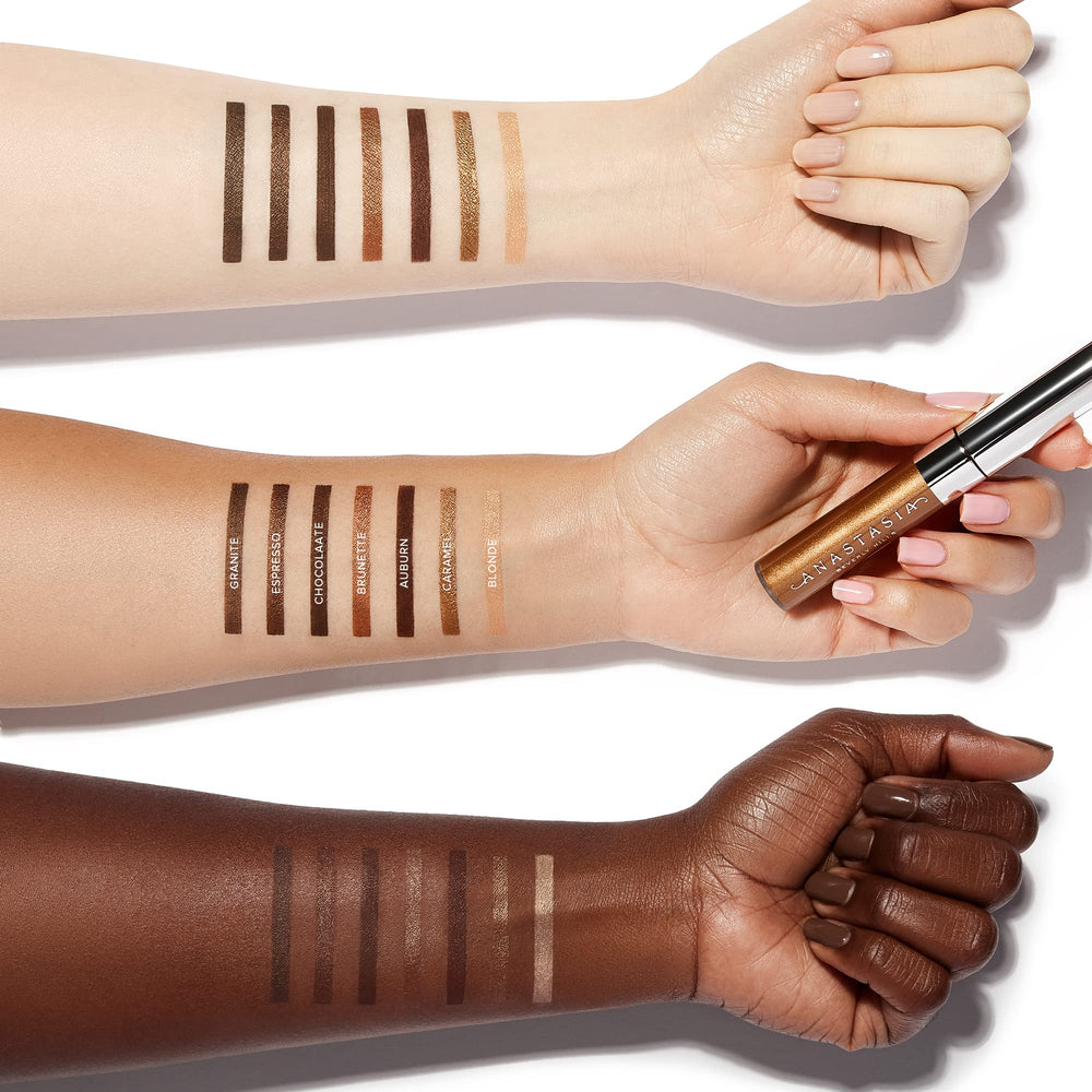 7 tonos disponibles para cejas caoba en Anastasia Beverly Hills Gel Tintado.