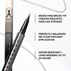 Anastasia Beverly Hills MicroStroke Brow Pen application on brows for precise control.