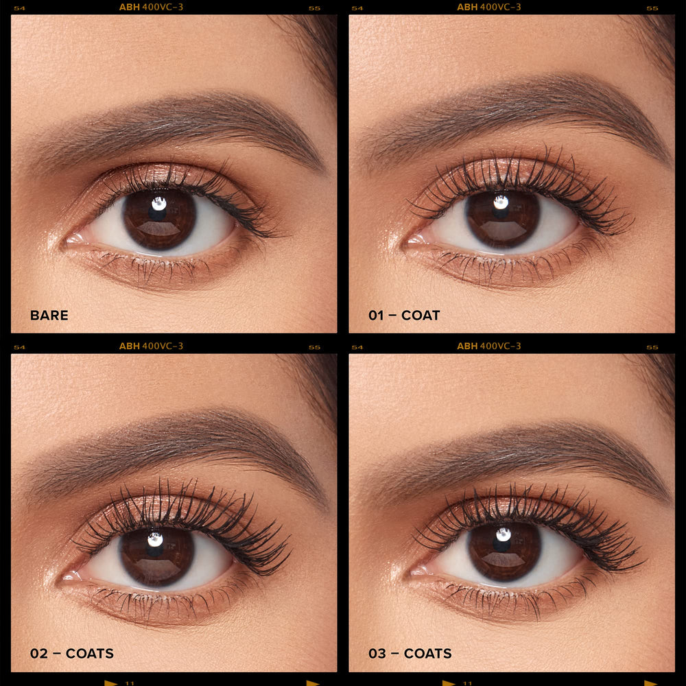 Product on shelf in a premium display for the Mini Lash Brag mascara.