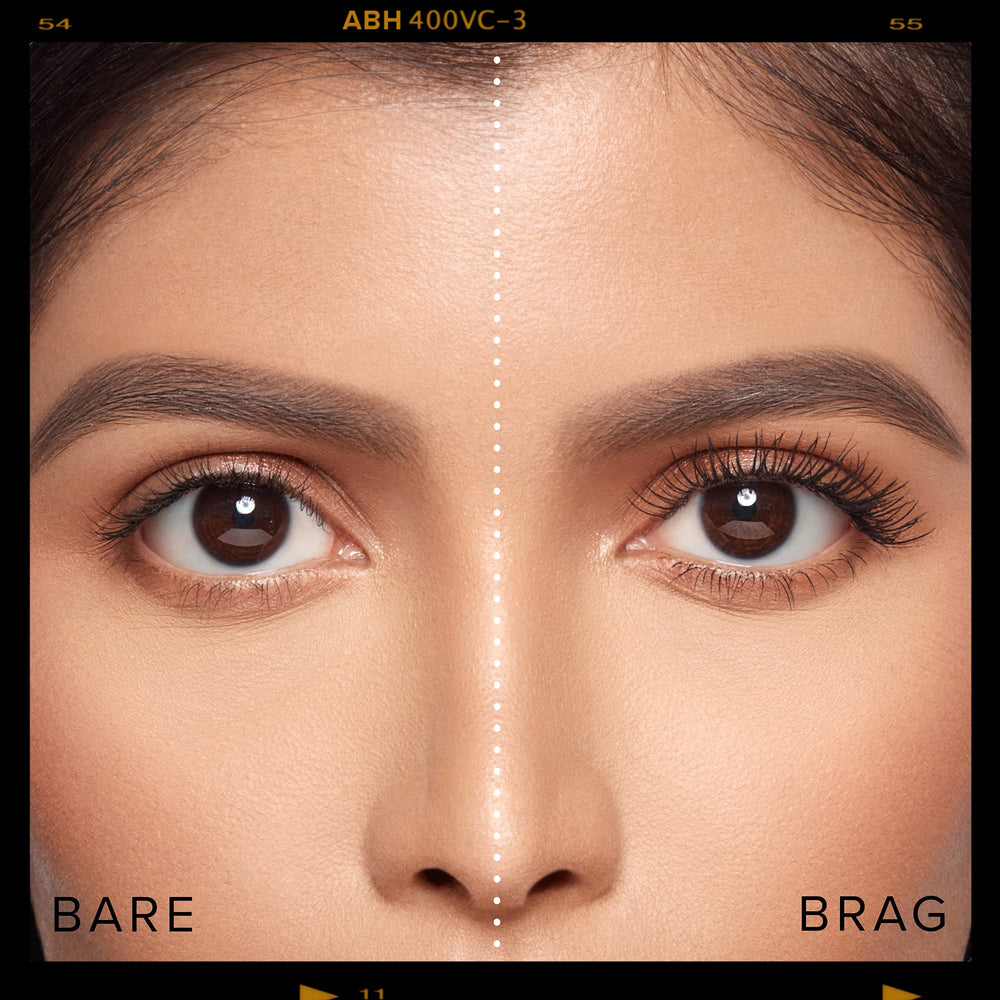 Applying Anastasia Beverly Hills Mini Lash Brag mascara during routine.