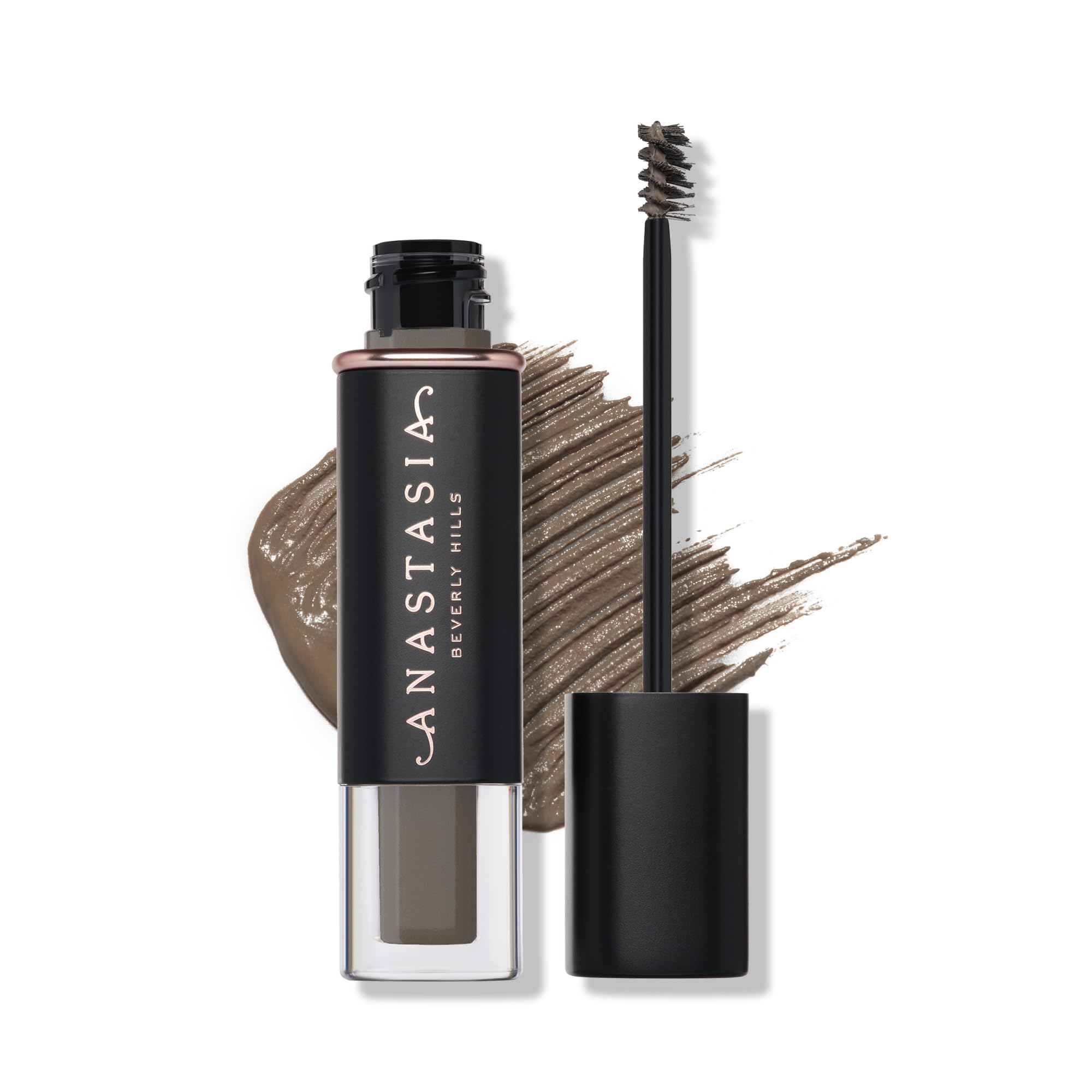 Anastasia Beverly Hills brow gel taupe brush close-up for natural volume.