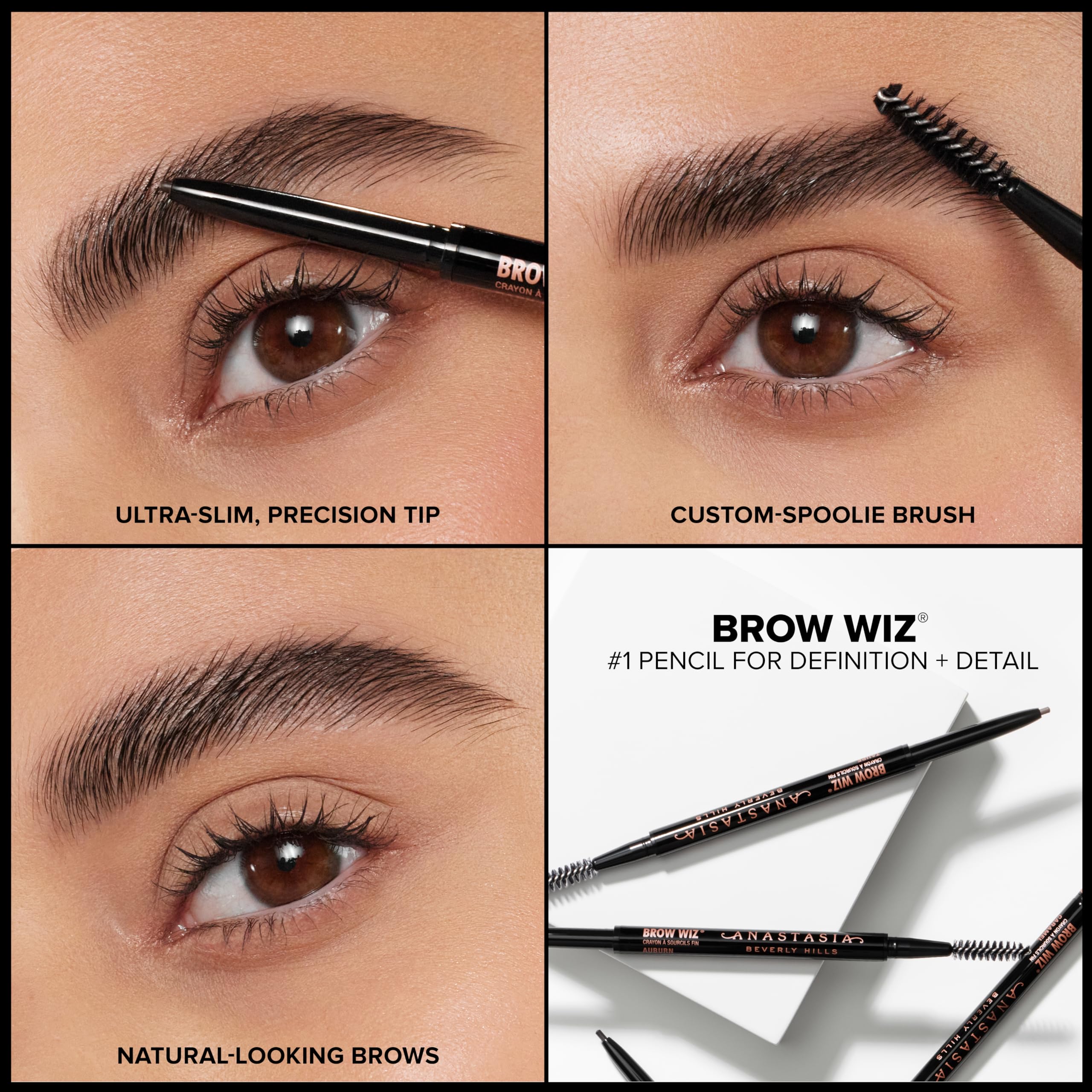 Anastasia Brow Wiz Auburn ten-shades collection demonstrating color range.