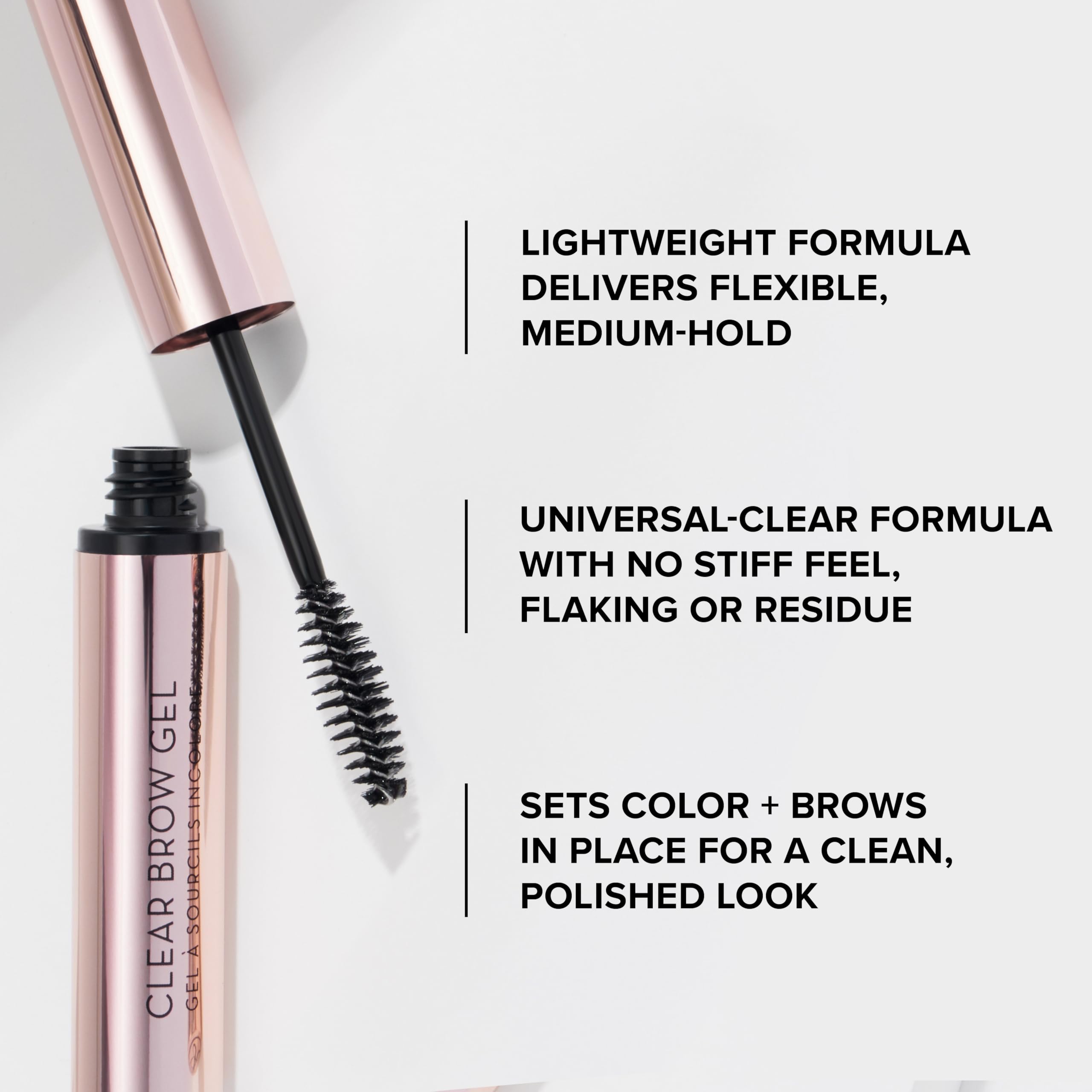 Anastasia Clear Brow Gel packaging and brush design for quick touch-ups.