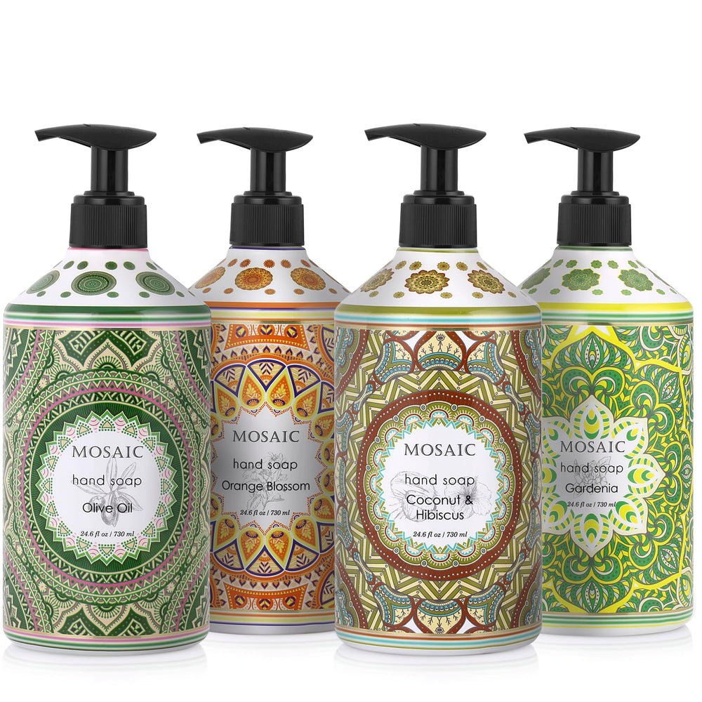 AnatoliaDaphne Mosaic Coconut Oil hand soap bottle with pump for smooth skin