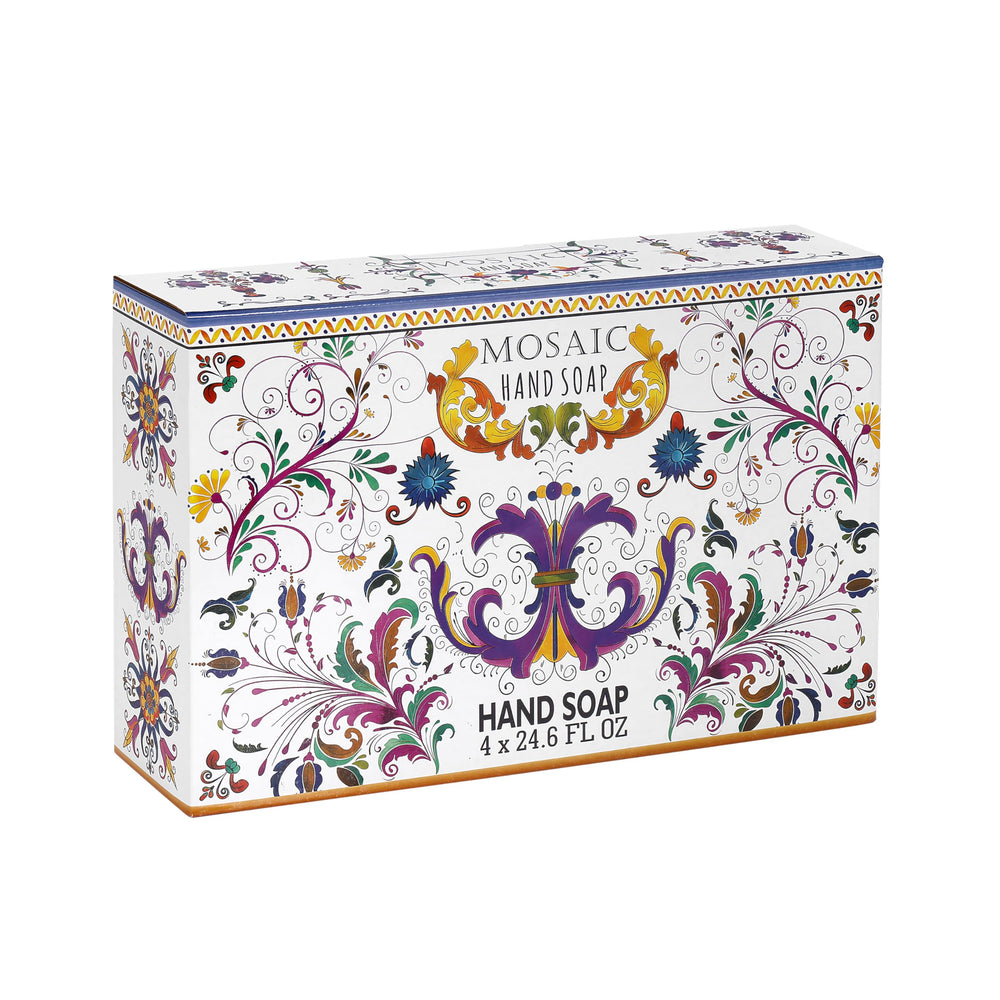 AnatoliaDaphne Mosaic Peppermint and Eucalyptus hand soap bottle pour for a refreshing cleanse.
