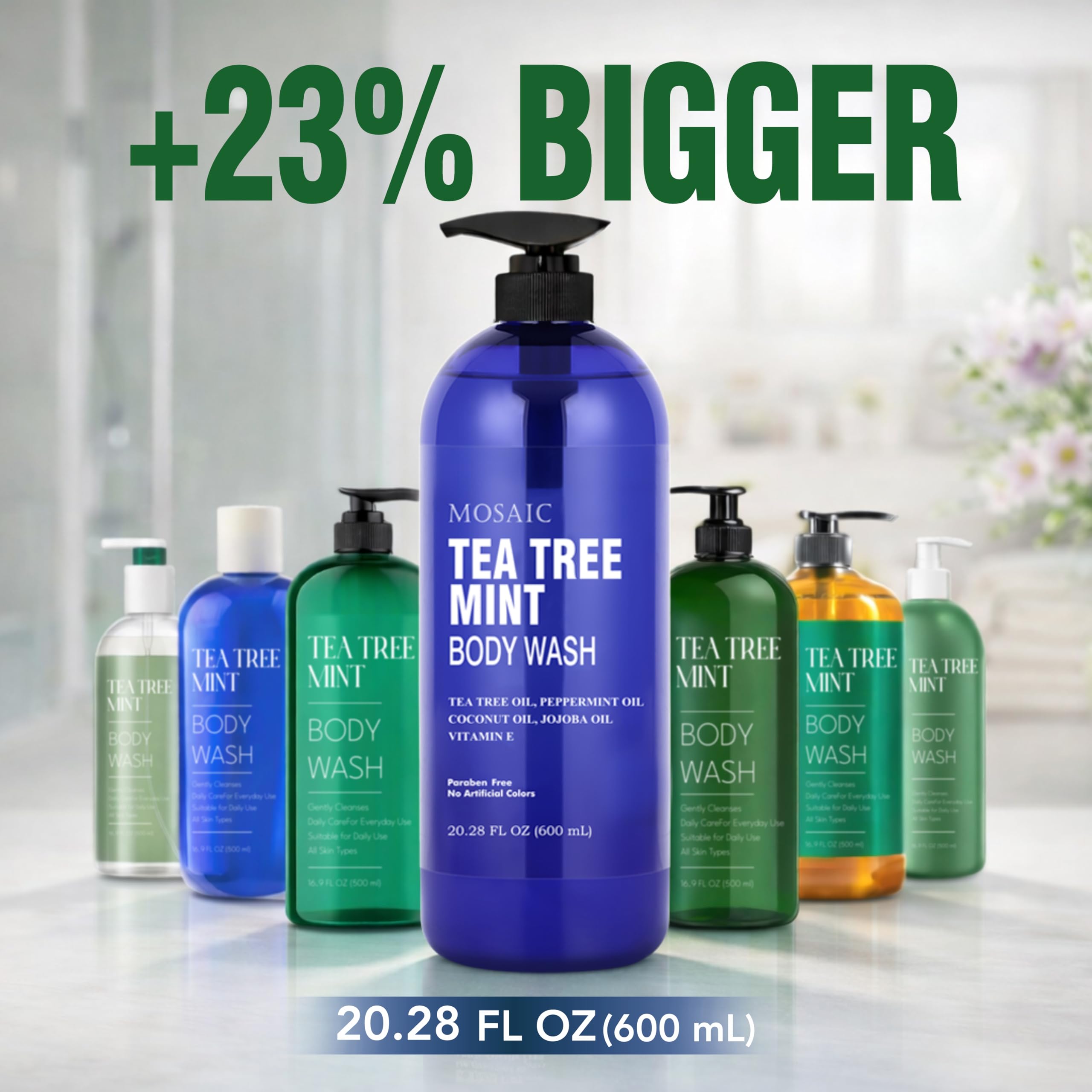 AnatoliaDaphne Tea Tree Mint bottle highlighting added Vitamin E.