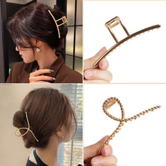 ANBALA gold crescent moon clip secures thick hair with classy style