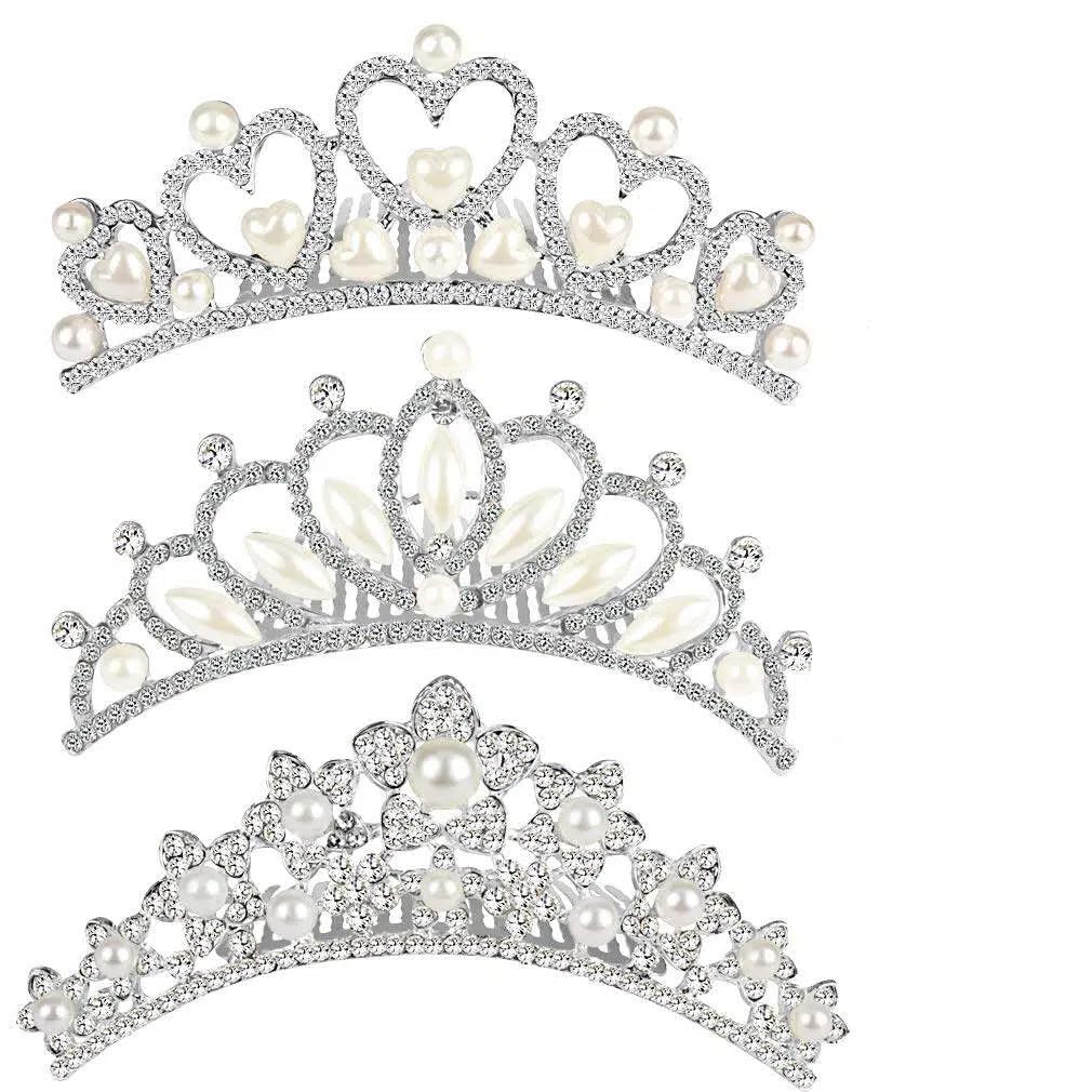 ANBALA pequeña tiara con peine de cristal, ideal para novias y fiestas