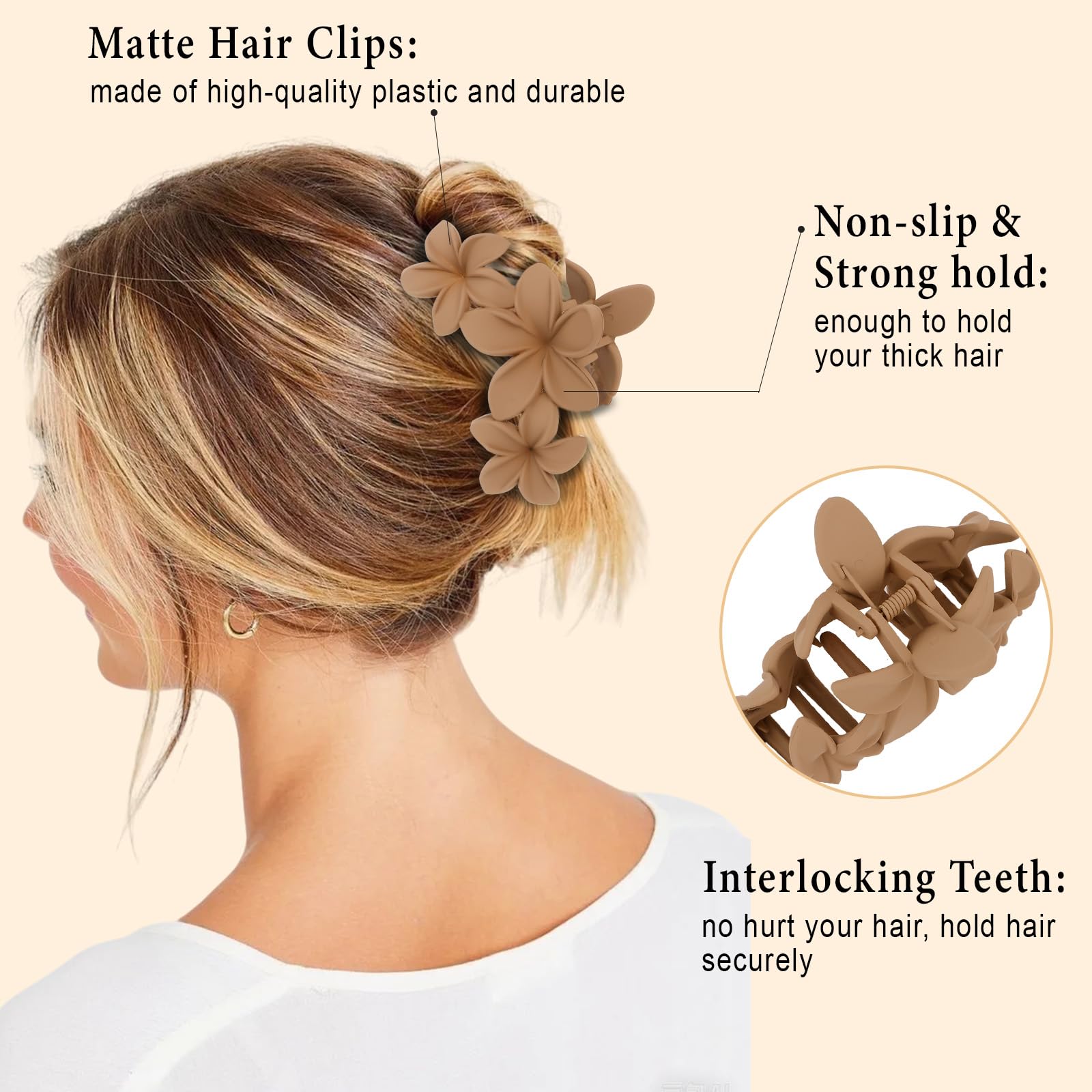 ANBALA clip flor plumeria – sujeción estable para cabello fino o grueso