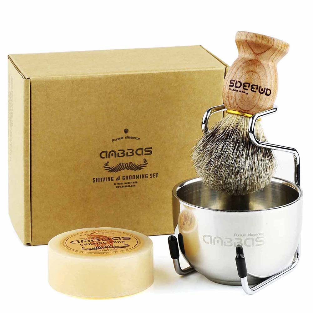 Anbbas badger hair shaving brush with wood handle for a smooth lathering experience