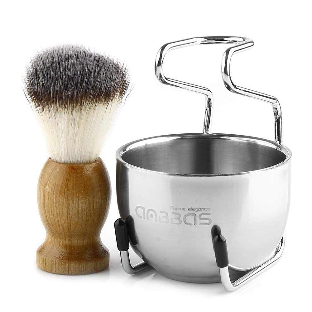 Anbbas wet shave setup with brush and bowl for authentic grooming