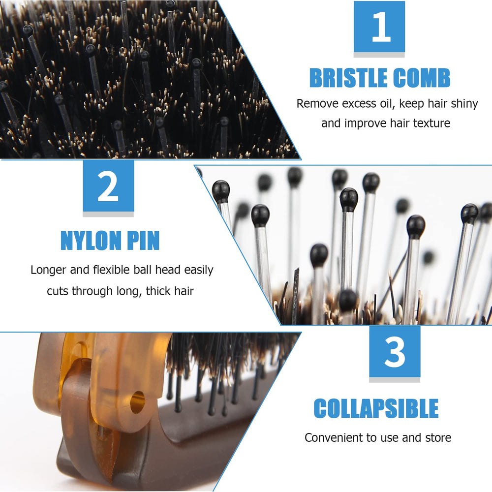 Ancable mini boar bristle brush for smooth distribution of scalp oils.
