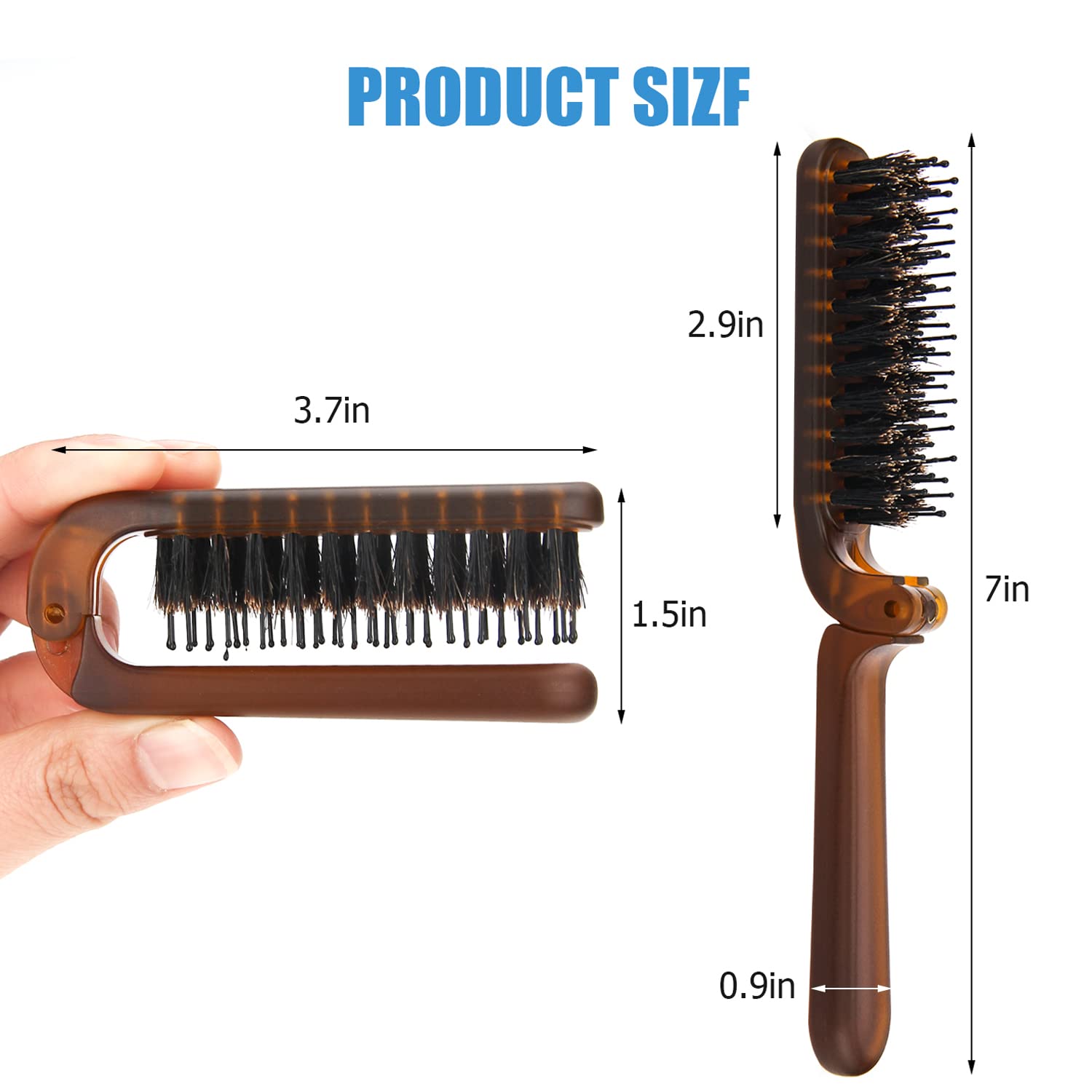 Ancable nylon bristles detangle while boar bristles polish hair.