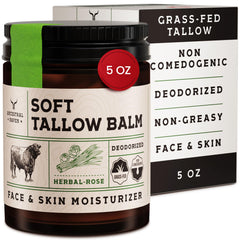 Ancestral Haven beef tallow face moisturizer jar showcasing silky hydration for sensitive skin