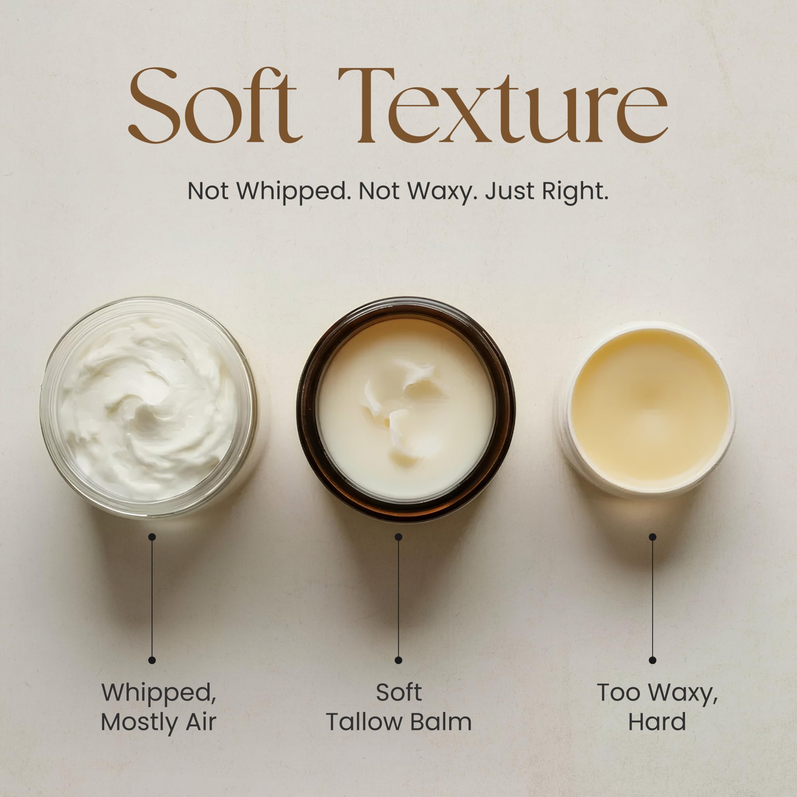 Steam-distilled tallow preserves nutrients for skin-friendly hydration.