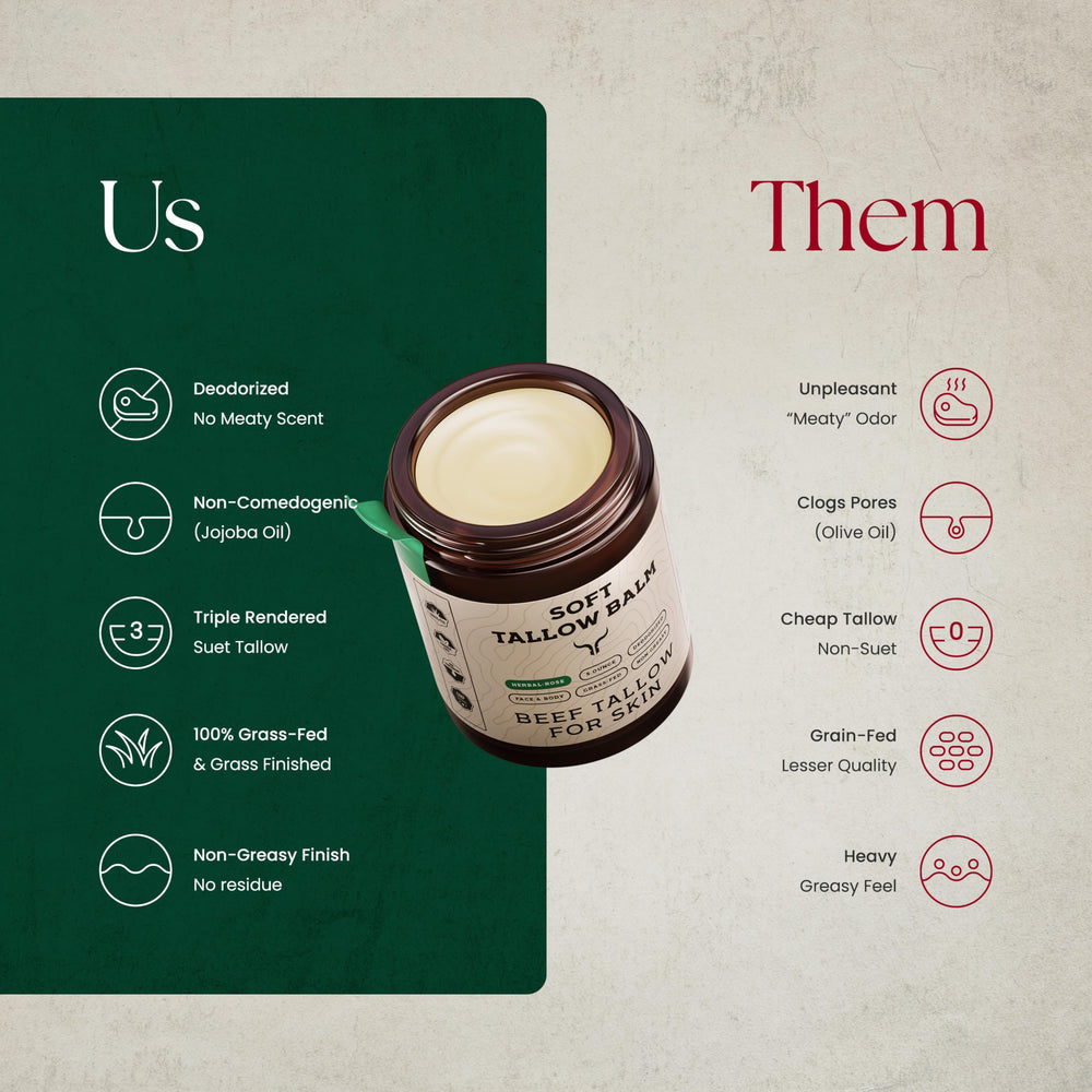 Ancestral Haven grass fed tallow balm jar for nourished, non greasy skin