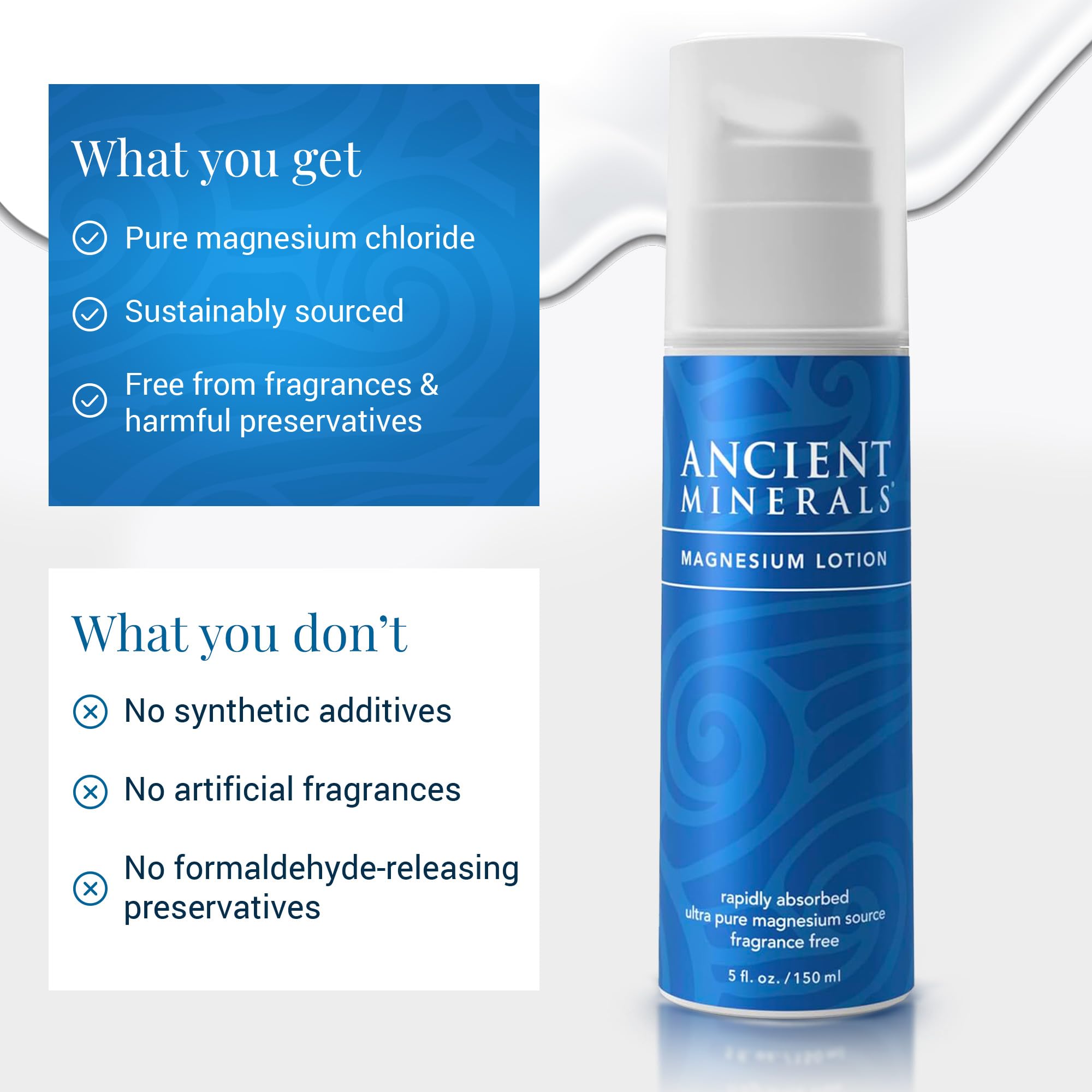 Ancient Minerals textura ligera se absorbe sin residuo grasoso.
