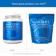 Ancient Minerals Magnesium Bath Flakes dissolving easily for quick topical use.