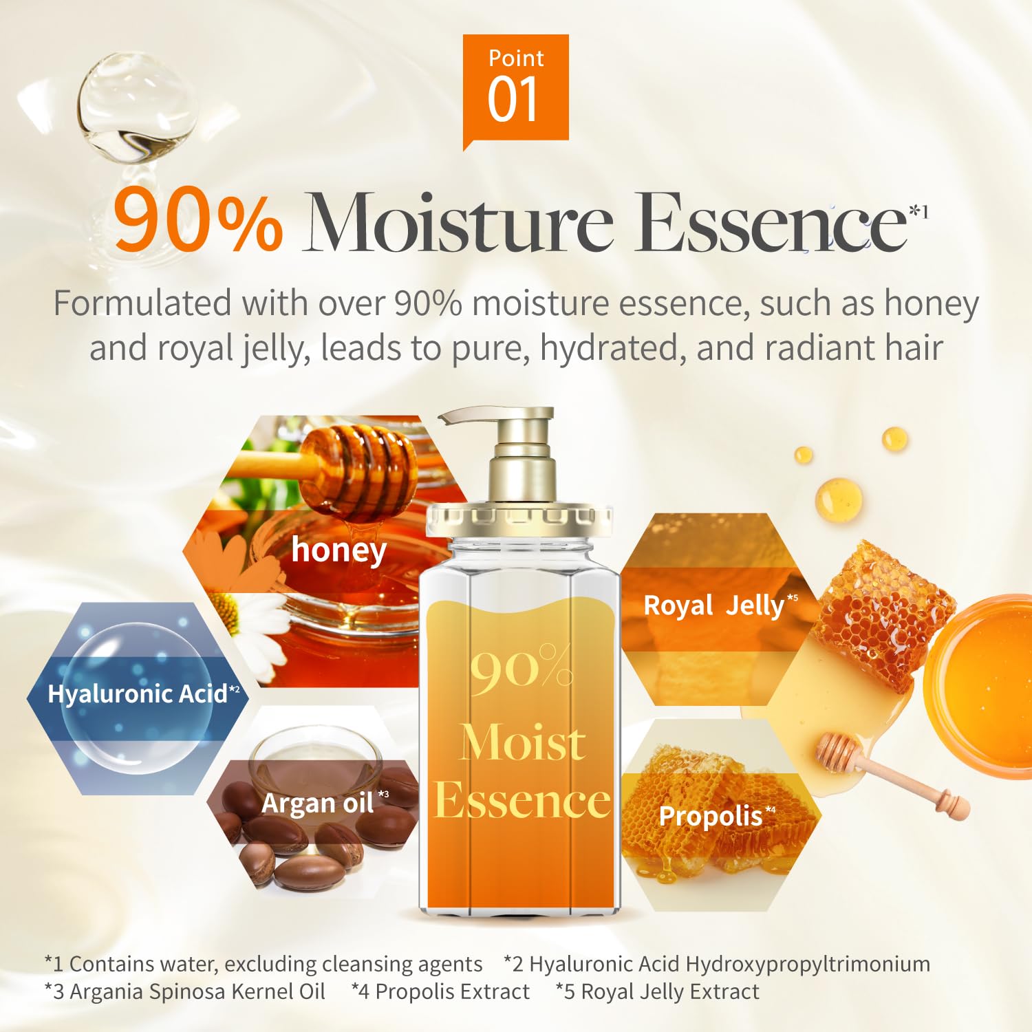 & Honey Deep Moist moisture balance graphic depicting balanced hydration across strands