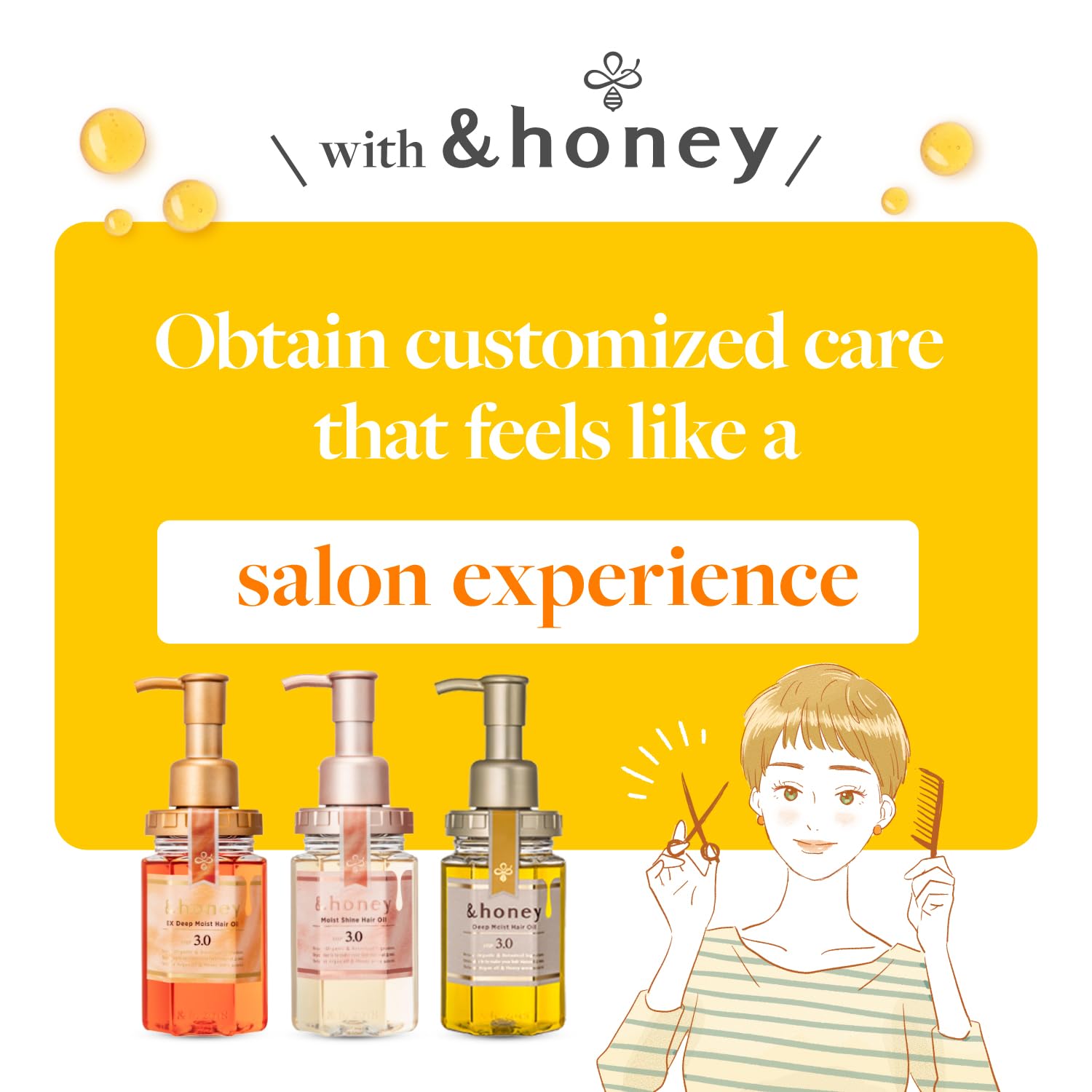And Honey Manuka Honey drizzle highlights luxurious, hydrating formula for smoother strands.