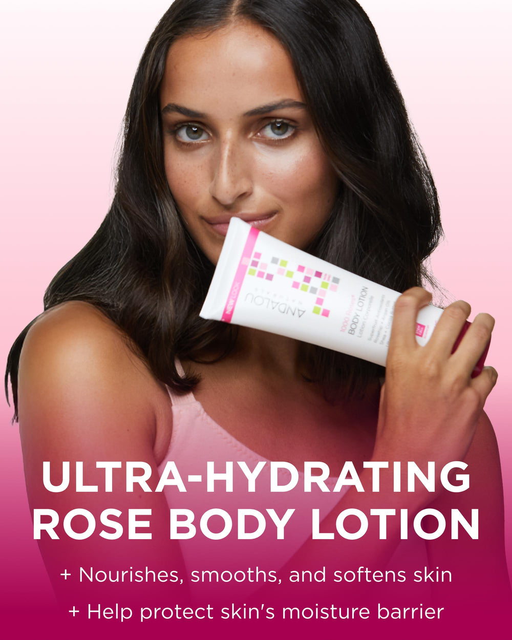 Andalou Naturals 1000 Roses lotion rosewater dispense enables easy, soothing application