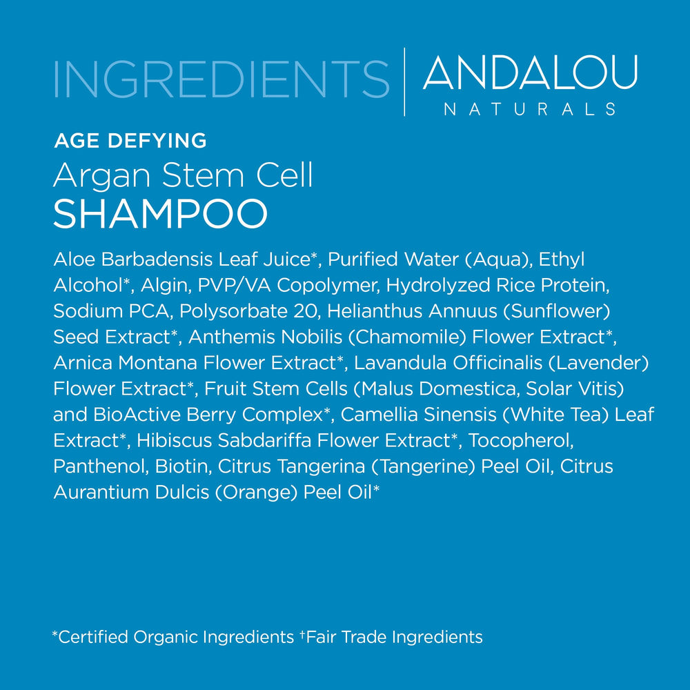 Hair close-up after using Andalou Naturals Argan Stem Cell Shampoo showing shine.