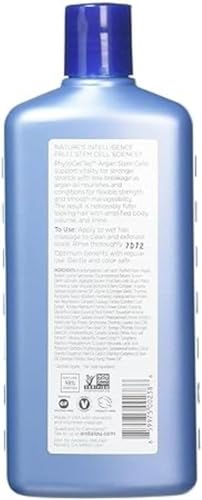 Close-up label of Andalou Naturals Argan Stem Cell Shampoo highlighting a clean, cruelty-free formula.