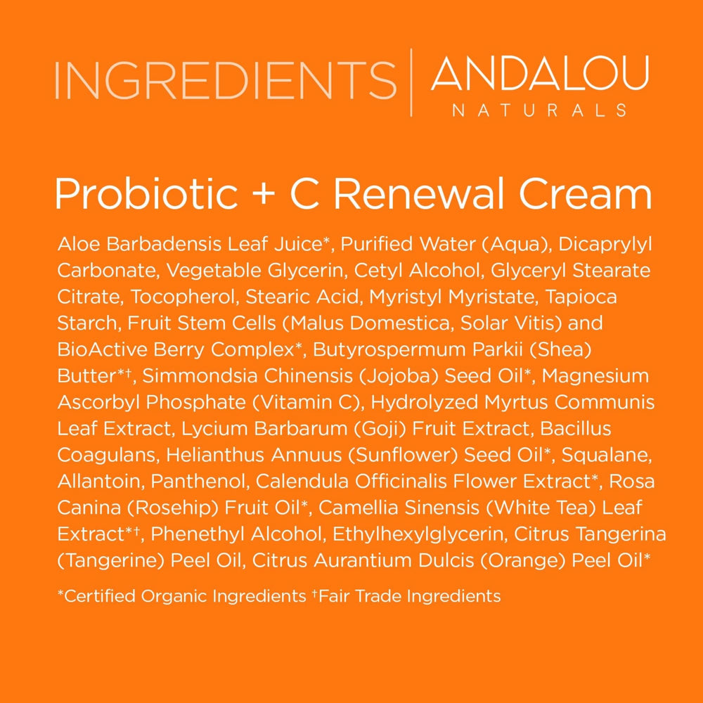 Andalou Naturals probióticos fortalecen la barrera cutánea frente a irritantes.