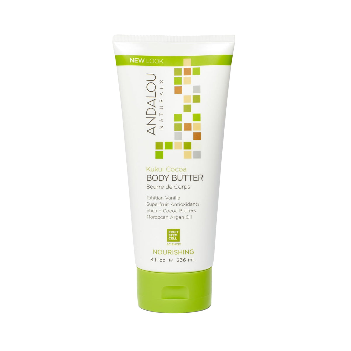 Andalou Naturals Nrshng Kukui Cocoa con textura cremosa para la piel