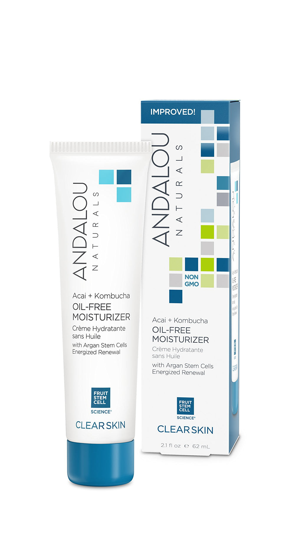 Andalou Naturals Acai + Kombucha: bote sin aceite para hidratación ligera y piel equilibrada.
