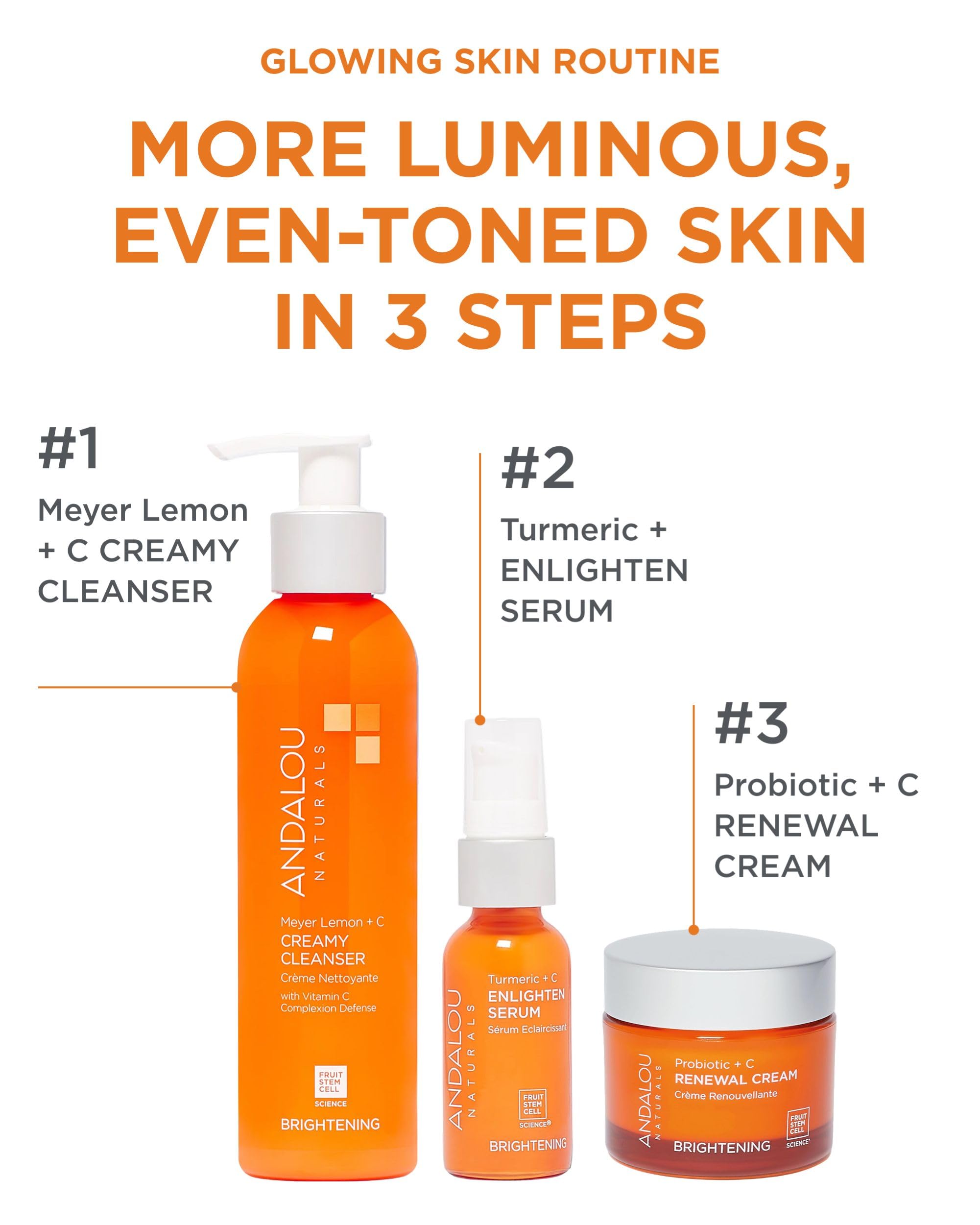 Andalou Naturals Limpiador Cremoso Limón Meyer aprovecha limón Meyer y vitamina C.