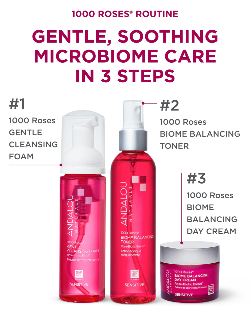 Andalou Naturals Crema Día Biome Equilibrante aplicación diaria con absorción rápida.