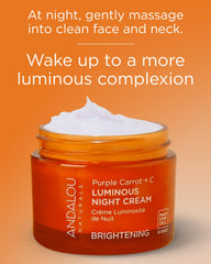 Textura sedosa de Andalou Naturals Night Crm Prpl Carrot+C