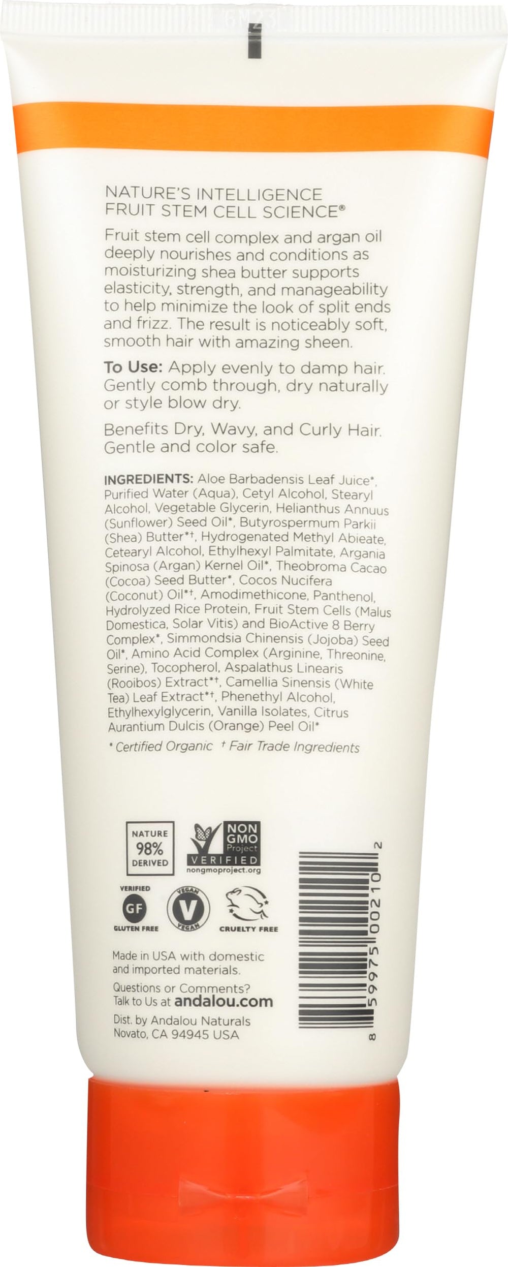 Andalou Naturals crema-peinado con manteca de karité, mayor elasticidad y manejo.