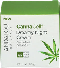 Andalou Naturals Dreamy Night Cream, frasco visible, cuidado nocturno nutritivo para piel suave.