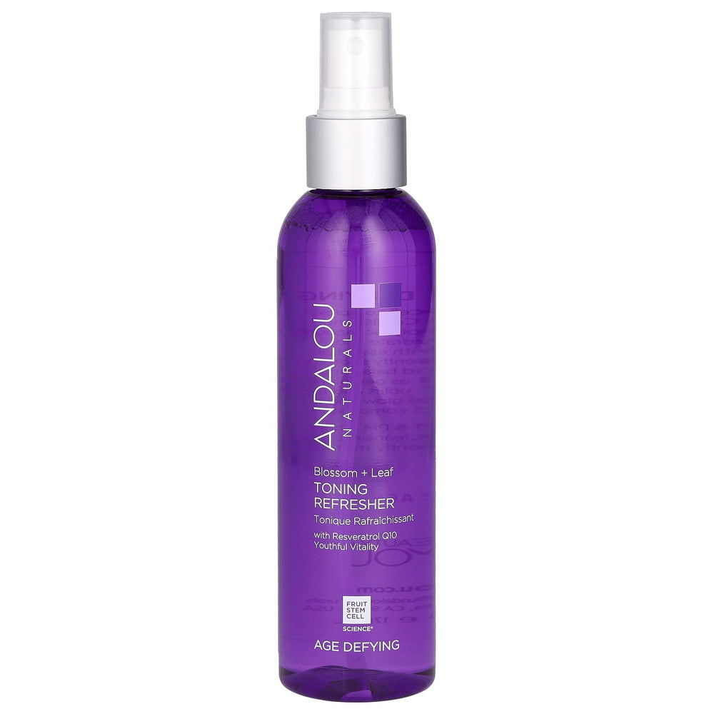 Tonificante Blossom y Leaf de Andalou Naturals, botella de 6 oz, hidratación suave para piel sensible.