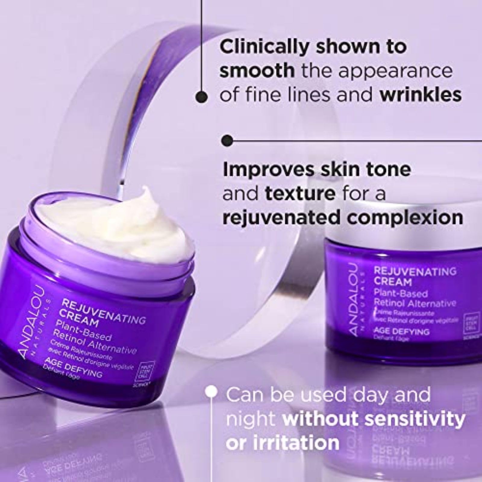 Frasco de crema Andalou Naturals, uso diario para tono uniforme