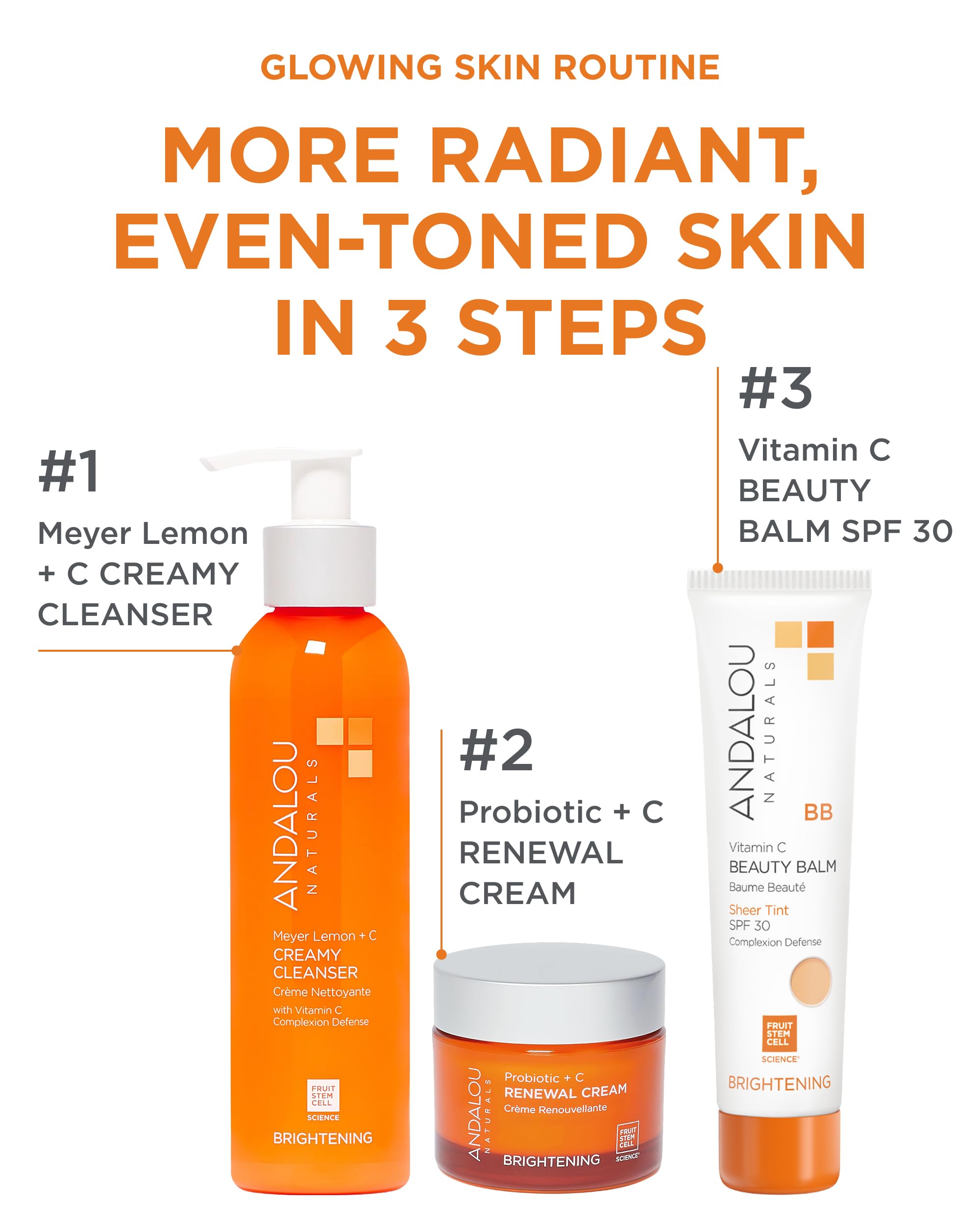 Andalou Naturals complejo de células de fruta para piel radiante.