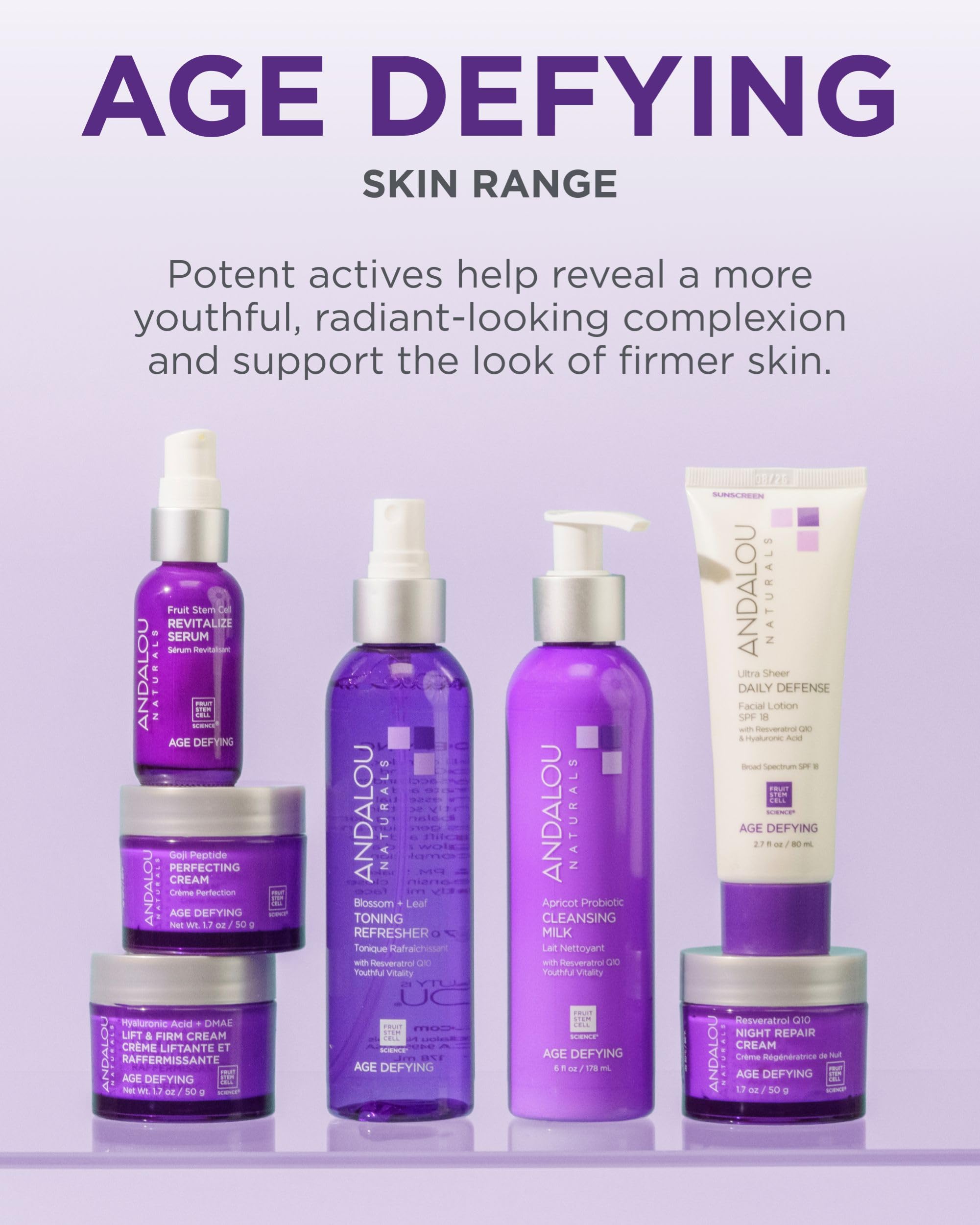 Hidratación ligera para rostro de Andalou Naturals, sensación suave durante todo el día.