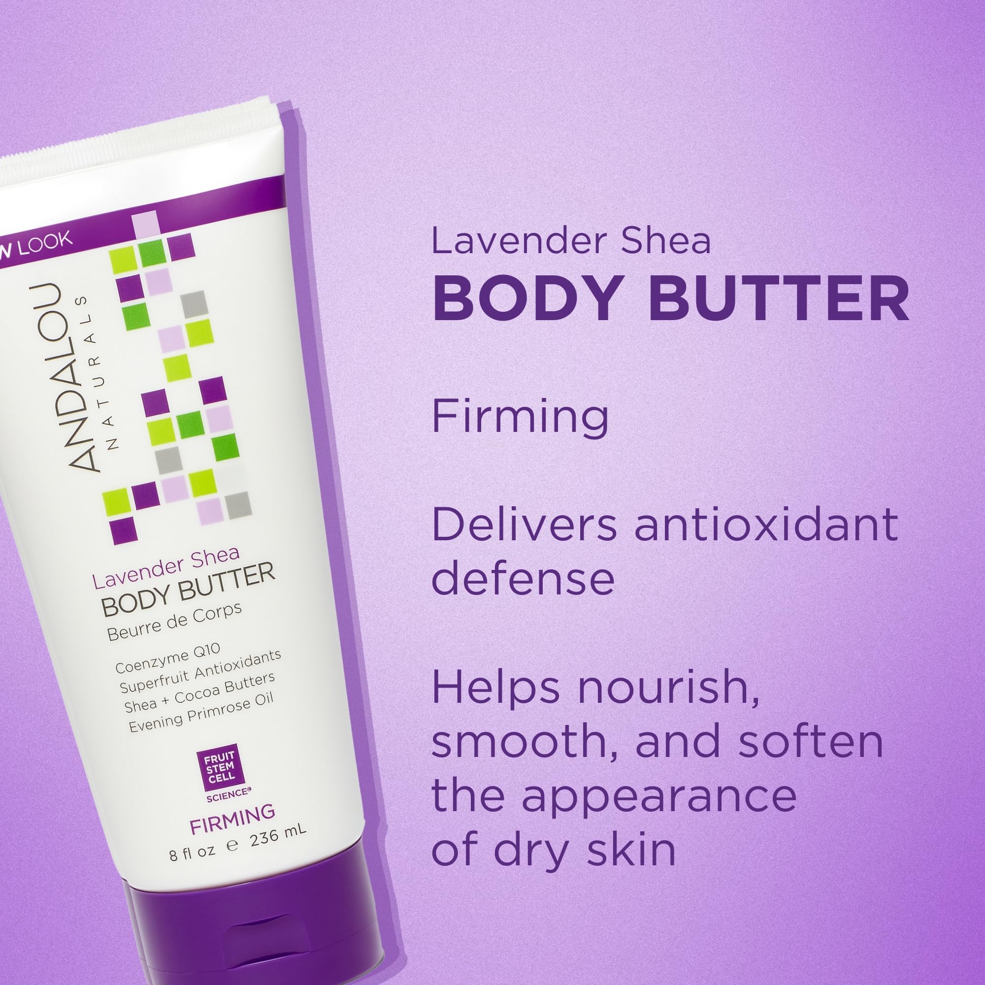Textura cremosa al aplicar la mantequilla corporal Andalou Naturals para la piel.