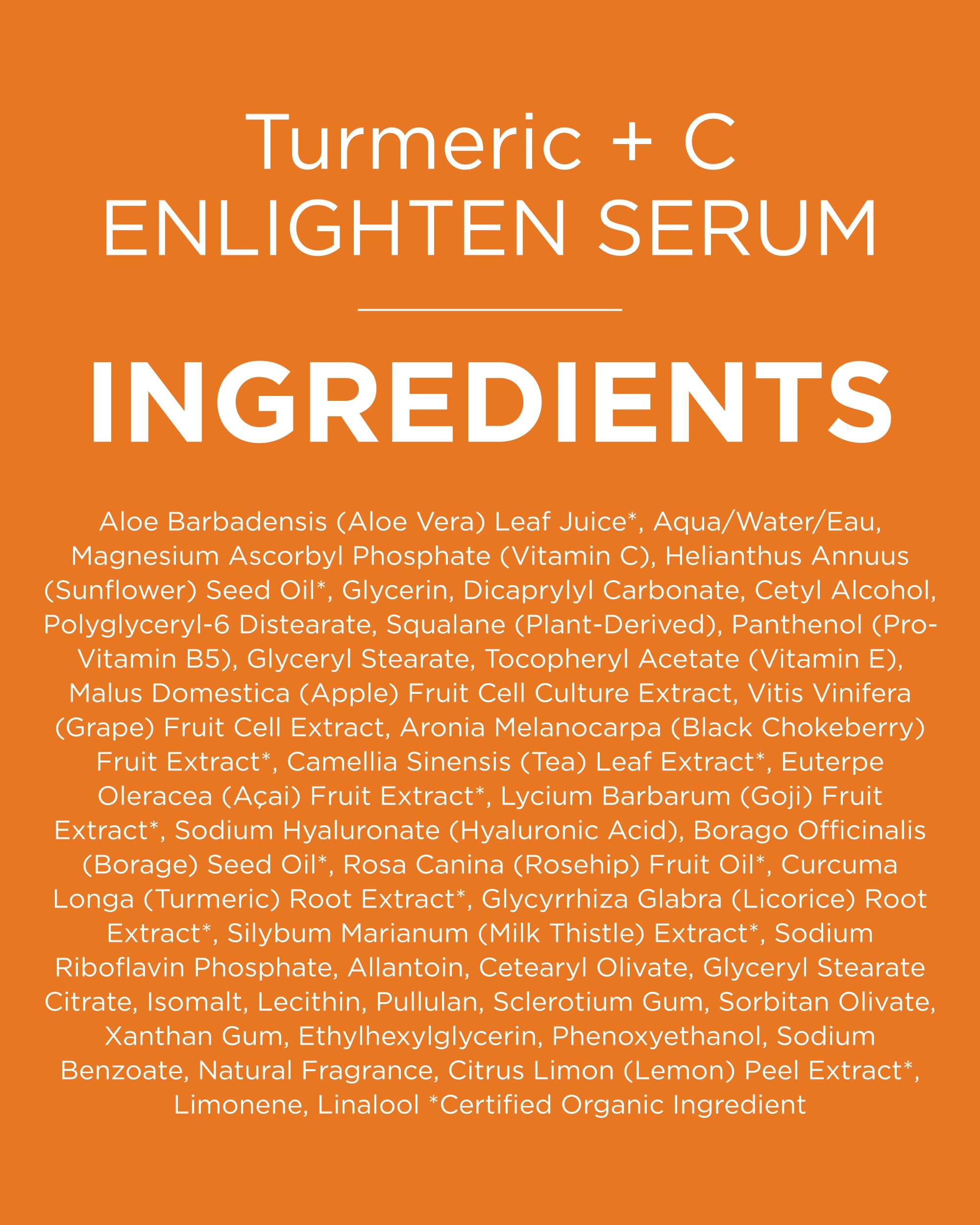 Andalou Naturals Turmeric+C Enlighten Serum, posible aumento de luminosidad y tono equilibrado.