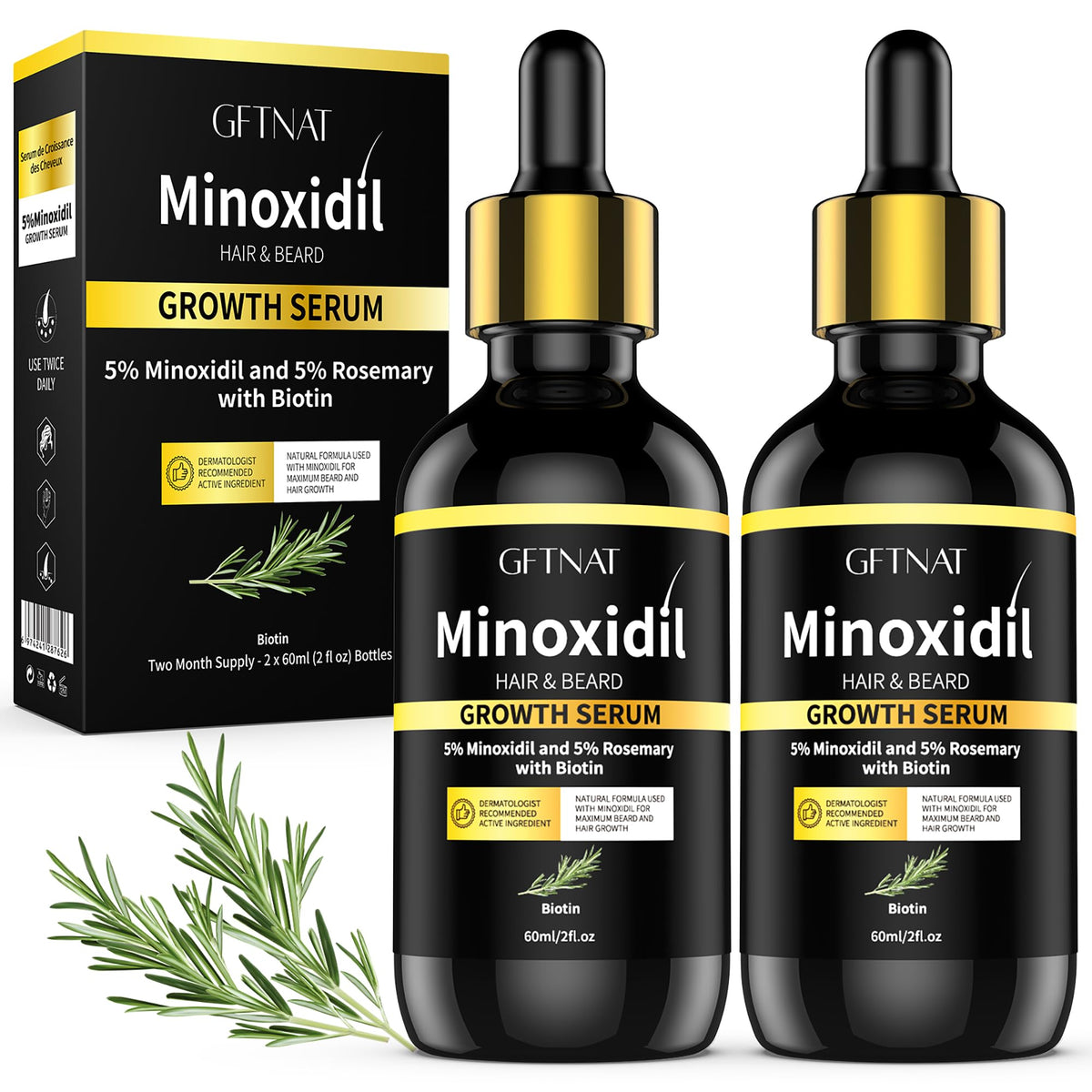 Andelusita minoxidil para cabello, frasco visible y posible fortalecimiento