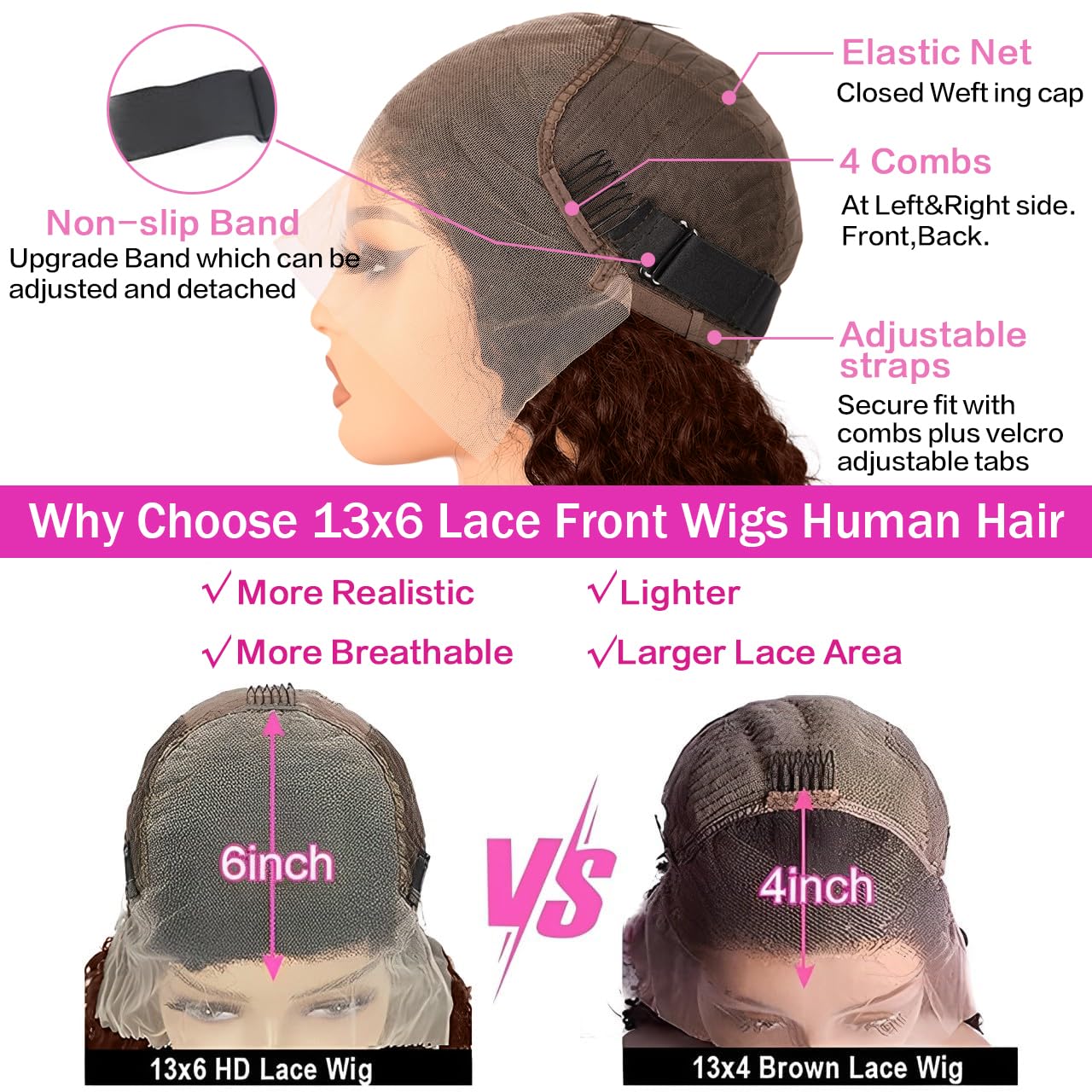 Anderah deep wave texture on brown wig for versatile styling