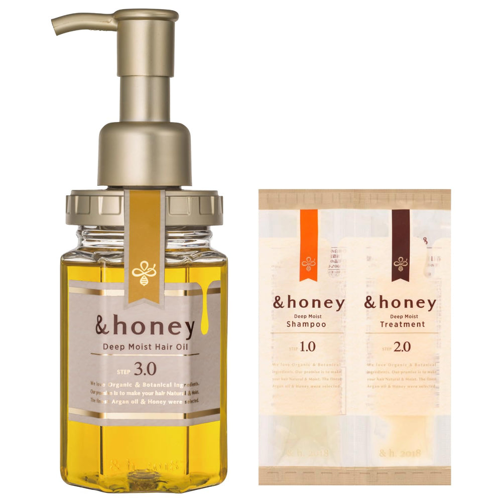 &honey Deep Moist Hair Oil bottle showcases rich formula for shine and hydration.