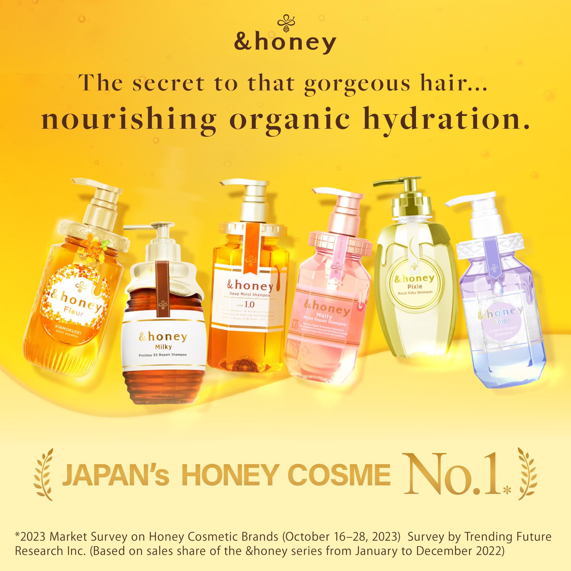 &honey Deep Moist Hair Oil ingredients close-up highlight honey, argan oil and hyaluronic acid.